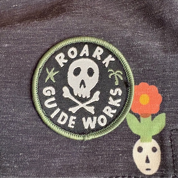 Roark Men's Charcoal Shorts with Colorful Skull and Flower Pattern - Picture 3 of 13
